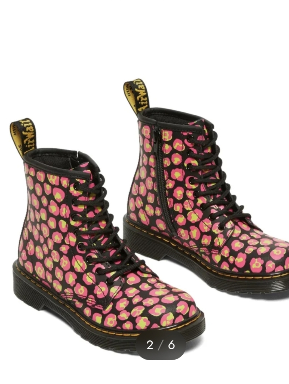 Dr. Martens 1460 Leopard Hydro Lace Bootie Pink 5 NWOB